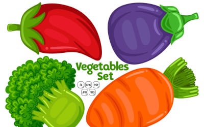 Vecteur de pack de légumes mignons # 01