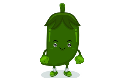 Green Chili Mascot Character Vector Illustration