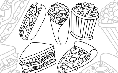 Fast Food Doodle Pack vektoros illusztráció #02