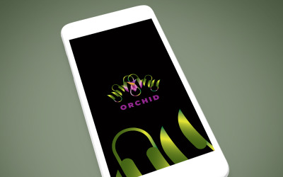 Logotyp för orkidé och aromatiska blomsteraffär
