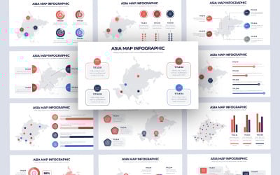 Modelo de slides do Google de infográfico de vetor de mapa da Ásia