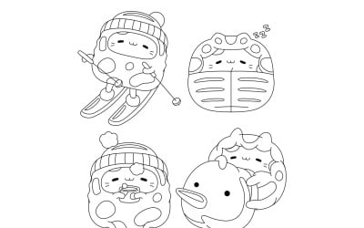 Cute Cat Character Outline Pack #13