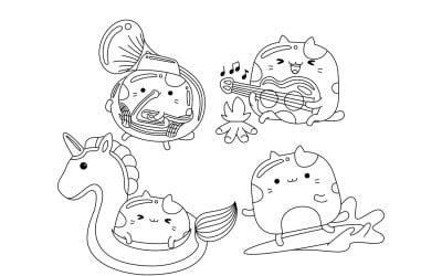 Süßes Katzen-Charakter-Umrisspaket Nr. 17