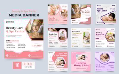 Ensemble de modèles de promotion de spa et de salon