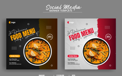 Gesundes Essen Menü und Restaurant Social Media Post Banner Vorlage