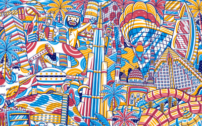 Dubai City Landmark - Vector Illustration