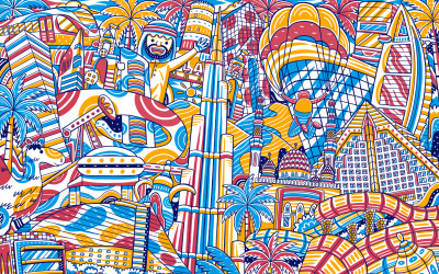 Dubai City Landmark - vektoros illusztráció