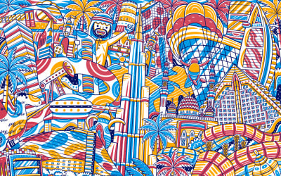 Hito de la ciudad de Dubai - ilustración vectorial