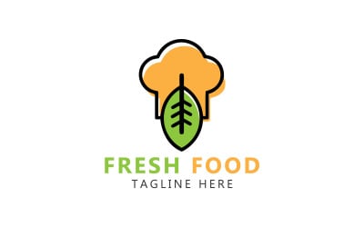 Logo de cuisinier sain. Modèle de logo de nourriture fraîche