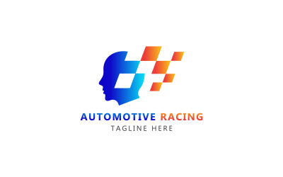 Racing Brain-logo. Sjabloon voor autorace-logo