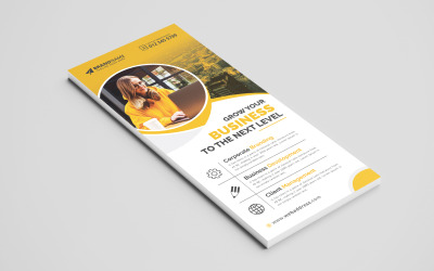 Moderno e creativo Corporate Business DL Flyer Rack Card Design modello con cerchio forme rotonde