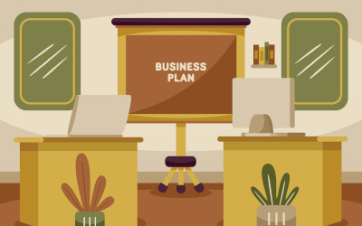 Office Workspace Vector Illustration