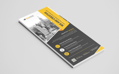 Professional Corporate DL Flyer Template, Rack Card Design with Black Background