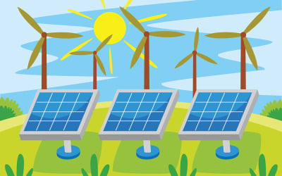 Solar Energy Industry Vector Illustration