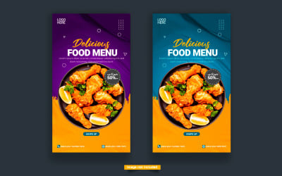 Food menu and restaurant instagram and story template vector  design