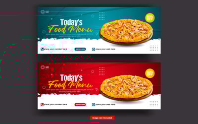 Food menu and restaurant social media cover vector template