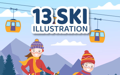 13 Illustratie van ski-wintersportactiviteiten