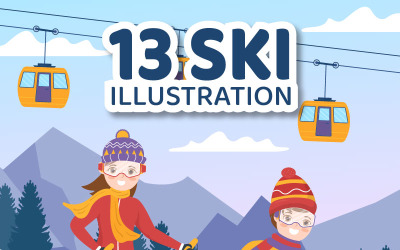 13 Lyžařské zimní sportovní aktivity Ilustrace