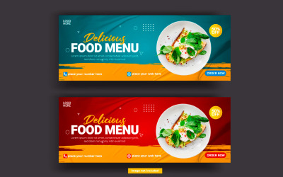 menú de comida vectorial y plantilla de portada de redes sociales de restaurante