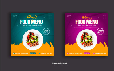 Diseño de plantilla de oferta de venta de alimentos de banner de publicación de redes sociales de alimentos