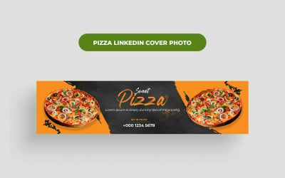 Pizza ételek LinkedIn borítófotósablonja