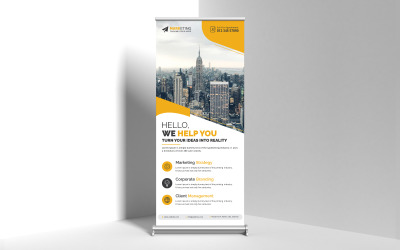 Banner roll up aziendale, banner X, layout di design minimalista standee per pubblicità aziendale
