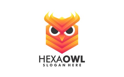 Logotipo de degradado de búho hexagonal