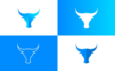 Boğa Renkli Simge Logo Vektör Çizim Seti