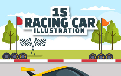 15 Formule Závodní Sportovní Auto Ilustrace