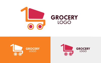Modelo de vetor de logotipo de carrinho de compras de supermercado