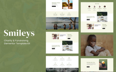 Smileys - Kit de plantilla Elementor de caridad y recaudación de fondos