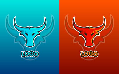 Stier, Charakter, Maskottchen, Gaming, Logo, Vektor, Illustration