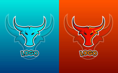 Stier Karakter Mascotte Gaming Logo Vector Illustratie