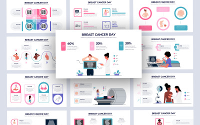 Bröstcancerdag Vector Infographic PowerPoint-mall