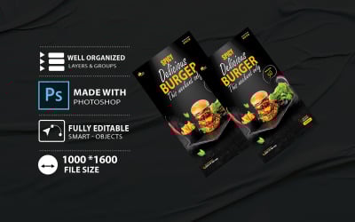 Modèle de Flyer de menu de restauration rapide Modèle DL