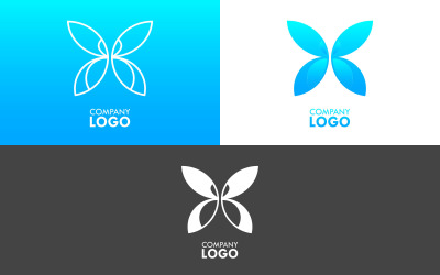 Pillangó alakú vállalati logó készlet vektoros sablon