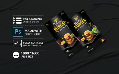 Шаблон флаера меню ресторана быстрого питания DL