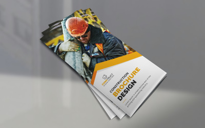 Diseño de plantilla de folleto tríptico de construcción creativa profesional para publicidad de marketing