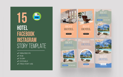 Pacchetto di 15 storie di Instagram su Facebook dell&amp;#39;hotel