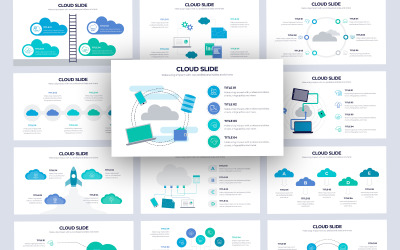 Plantilla de Keynote de infografía empresarial en la nube