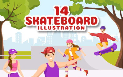 14滑板运动插画