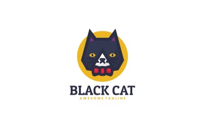 Kara Kedi Basit Logo Şablonu