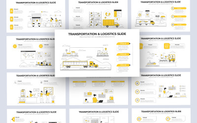 Modèle PowerPoint d&amp;#39;infographie vectorielle de transport et de logistique