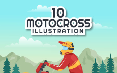 10 motocross sport illusztráció