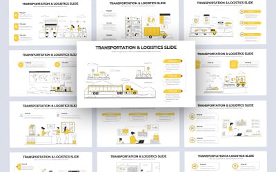 Plantilla de PowerPoint - infografía vectorial de transporte y logística