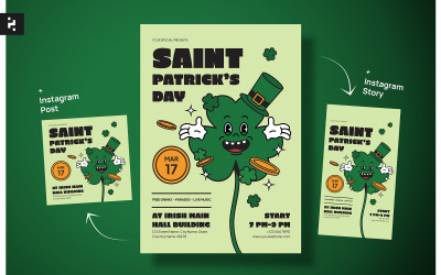 Saint Patrick&amp;#39;s Day Retro Flyer-sjabloon