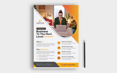 Blauwe, oranje en groene kleur Corporate Business Flyer, Leaflet Creative Design Template Layout