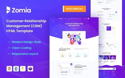 Modello di sito web HTML5 per Zomia CRM e software Bootstrap