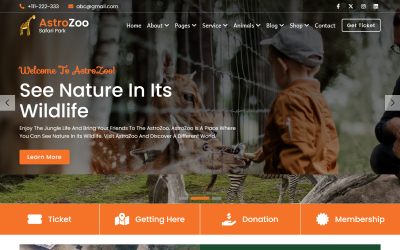 AstroZoo – HTML5-шаблон веб-сайту зоопарку та сафарі-парку