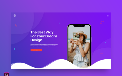 Hero Header-bestemmingspagina Adobe XD-sjabloon Vol 37